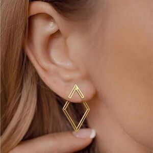 Gold Geometric Triangle Stud Earrings